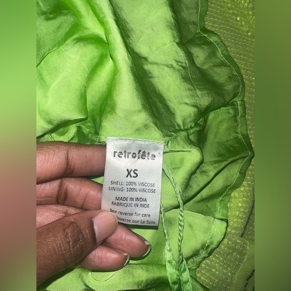 NWT Retrofete Gabrielle Vibrant Green Wrap Dress size XS - Picture 7 of 8